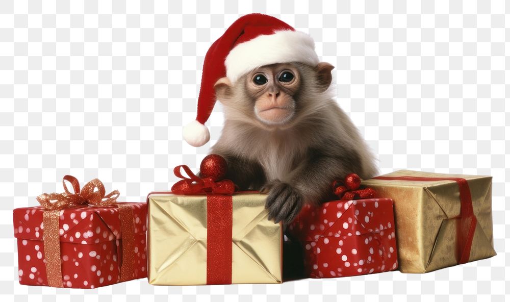 PNG Christmas animal image mammal monkey celebration. 