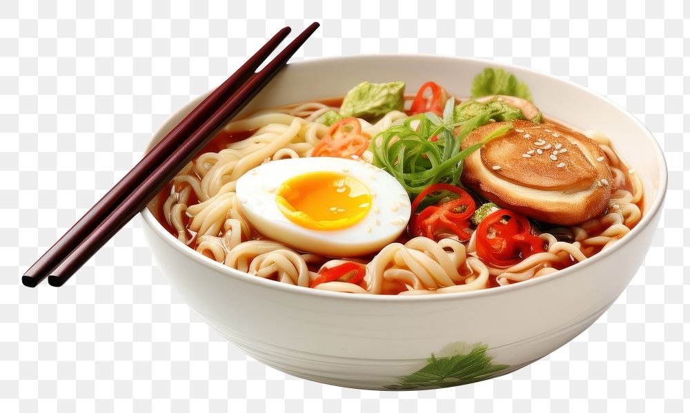 PNG Ramen chopsticks noodle meal. 