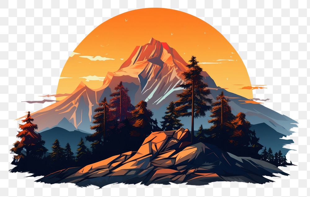 PNG Sunset mountain wilderness landscape. AI generated Image by rawpixel.