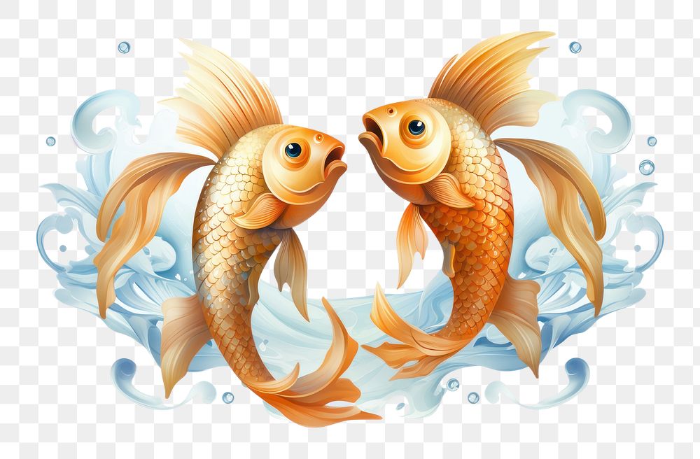 PNG Pisces goldfish animal white background. AI generated Image by rawpixel.