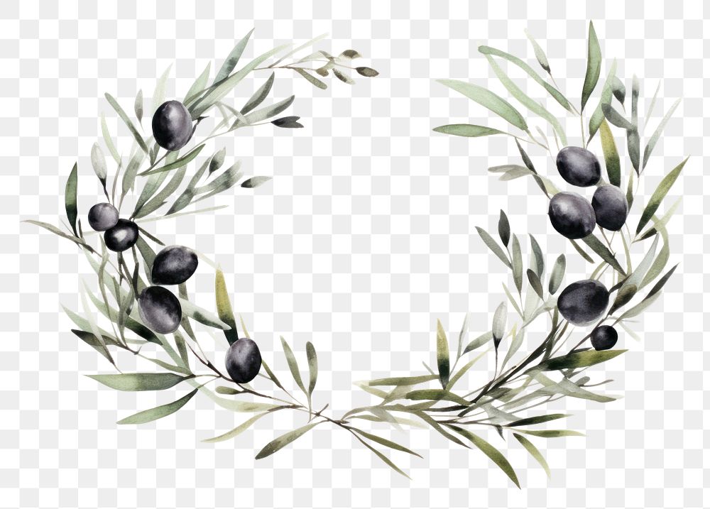 PNG Olive branch circle plant freshness. AI generated Image by rawpixel.