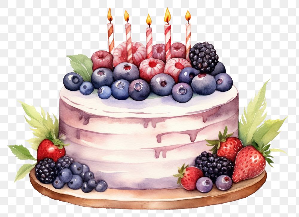 PNG Birthday cake celebration blueberry dessert. AI generated Image by rawpixel.