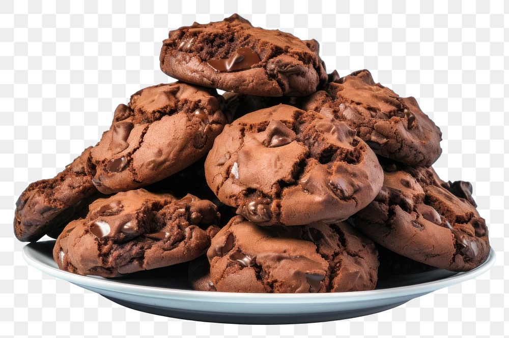 PNG  Delicious chocolate cookies arrangement dessert plate food. AI generated Image by rawpixel.