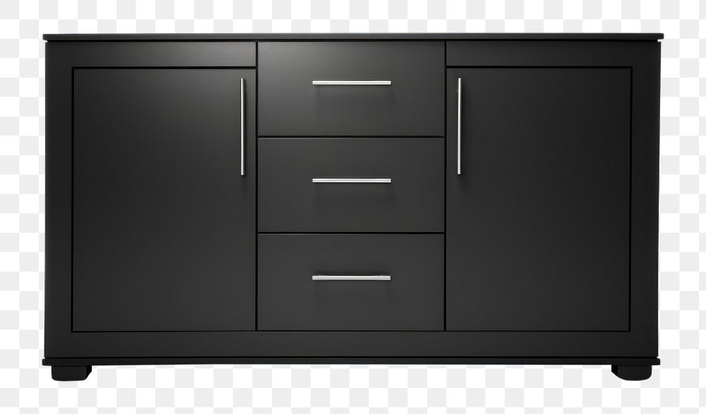 PNG  Black cabinet sideboard furniture drawer. AI generated Image by rawpixel.