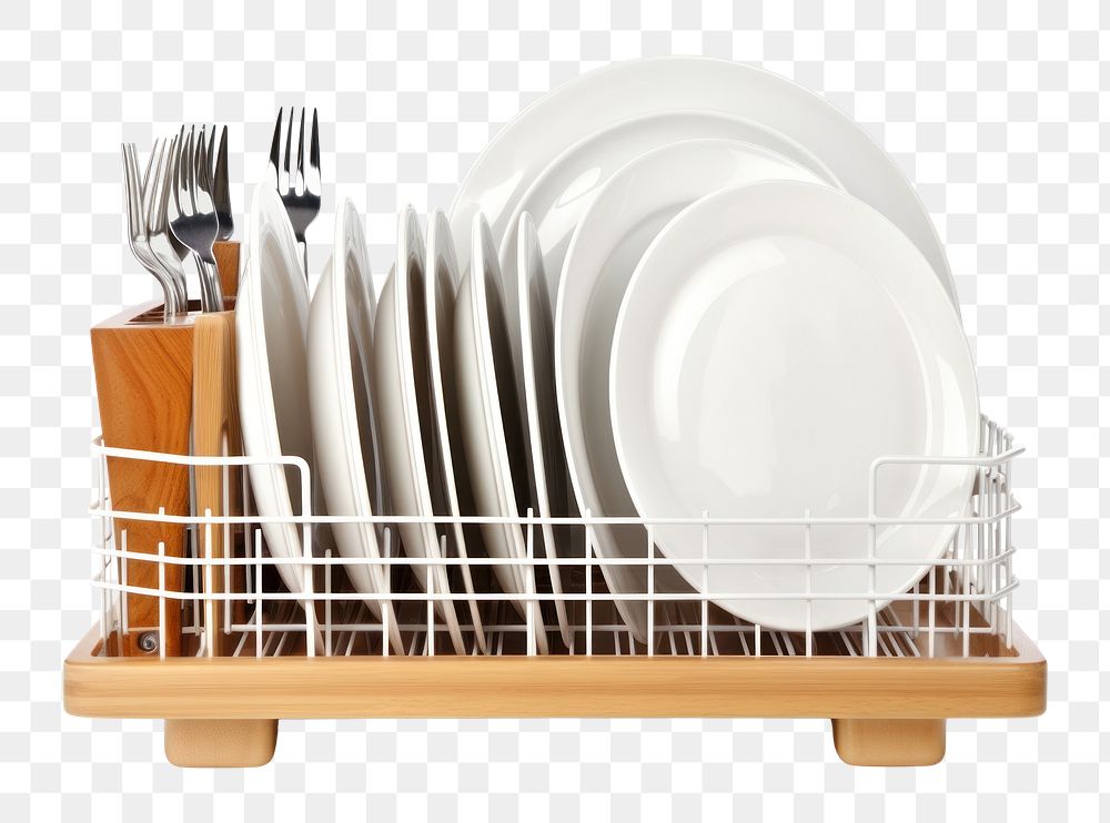 PNG  Dishrack plate fork . AI generated Image by rawpixel.