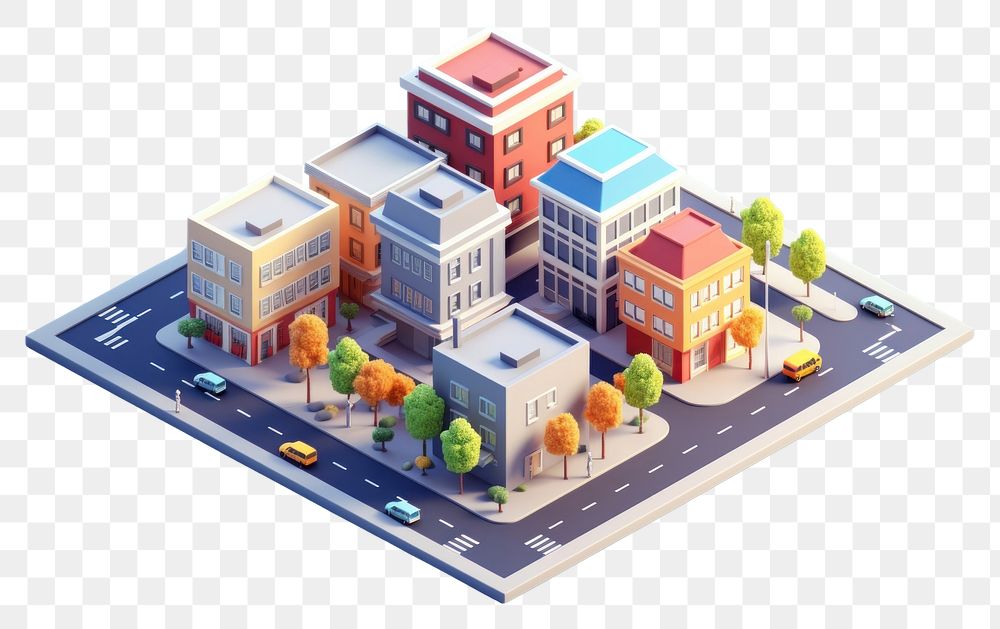 PNG City street isometric architecture building cartoon. AI generated Image by rawpixel.