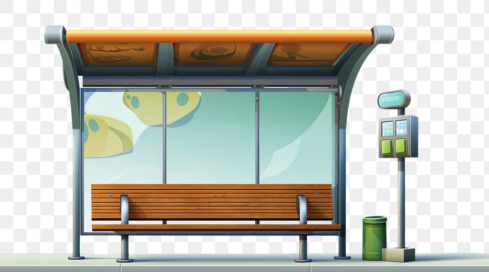 PNG Bus stop architecture furniture cartoon. AI generated Image by rawpixel.