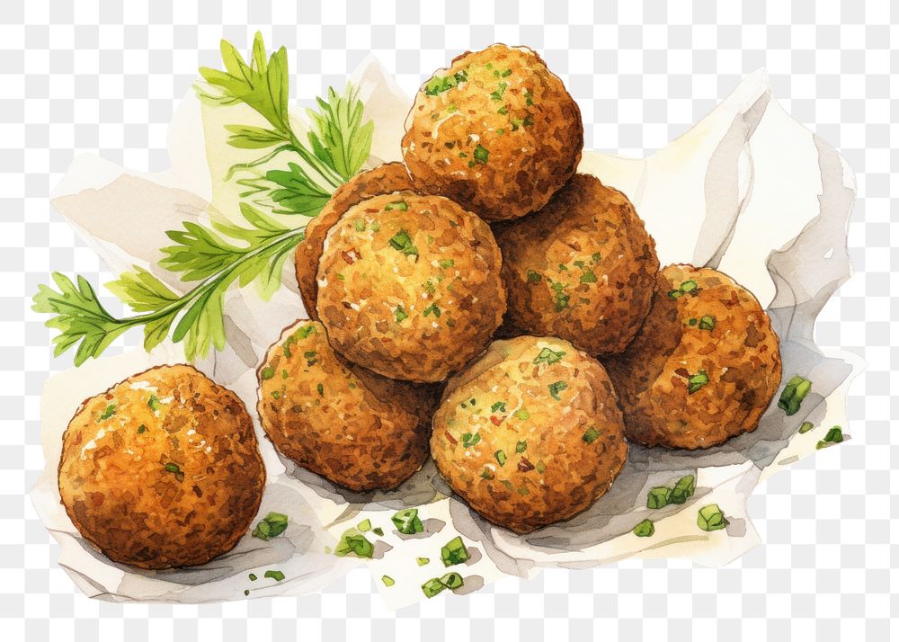 PNG  Arabic falafel meatball food white background. AI generated Image by rawpixel.