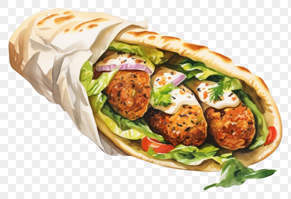 PNG  Arabic falafel bread food meat. AI generated Image by rawpixel.