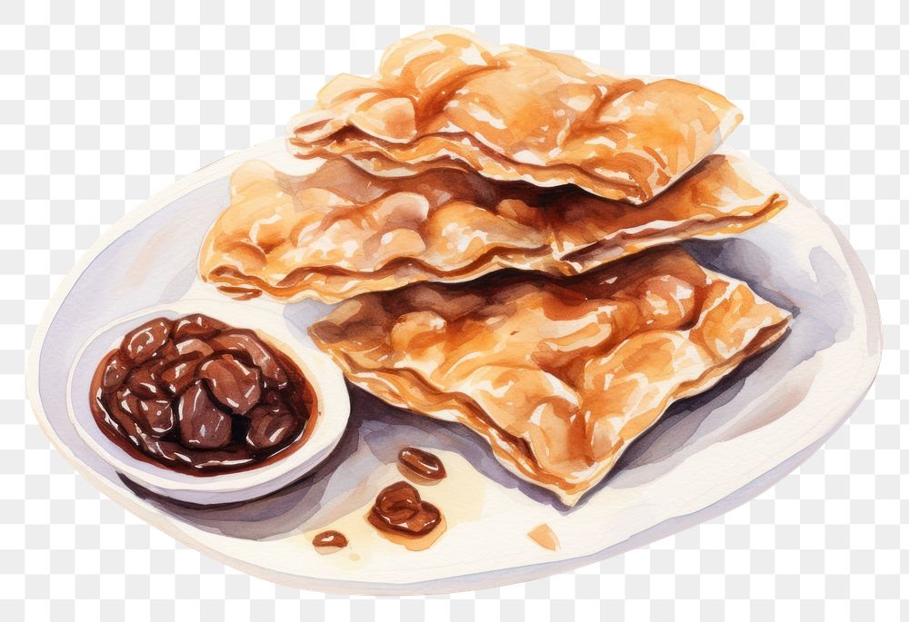 PNG  Arabic snack pancake bread plate. AI generated Image by rawpixel.