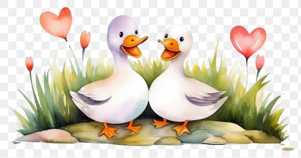 PNG Duck couple smiling animal bird love. 