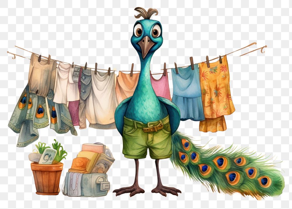 PNG Peacock selling clothing cartoon bird representation. 