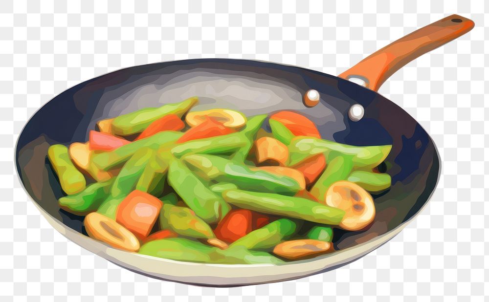 PNG Fried pan vegetables wok white background freshness. AI generated Image by rawpixel.