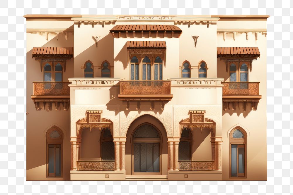 PNG  Arabian style house facade architecture building hacienda. AI generated Image by rawpixel.