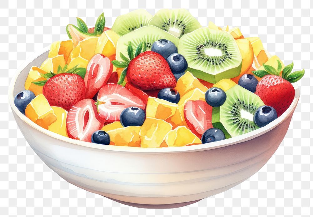 PNG Fruit salad bowl strawberry blueberry. AI generated Image by rawpixel.