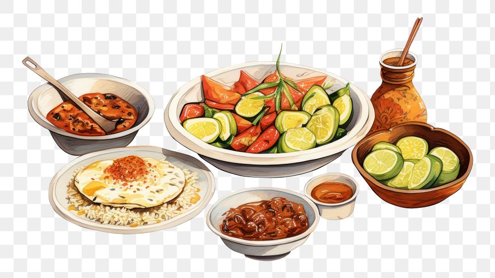 PNG  Arabian food lunch meal vegetable. AI generated Image by rawpixel.
