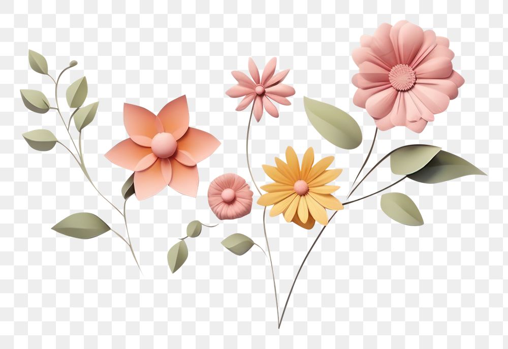 PNG  3d Illustration flower pattern craft. AI generated Image by rawpixel.