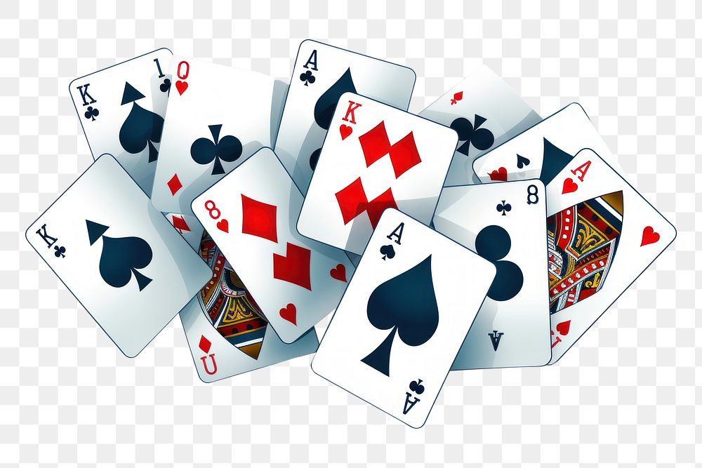 PNG  Poker cards falling gambling casino poker. AI generated Image by rawpixel.