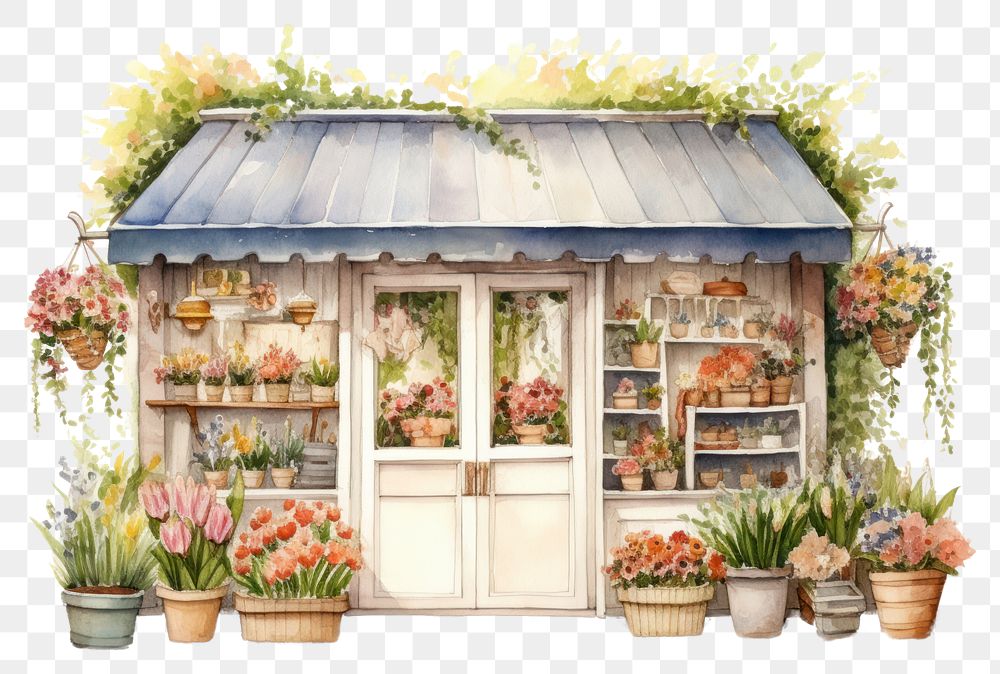 PNG Flower shop outdoors plant architecture. AI generated Image by rawpixel.