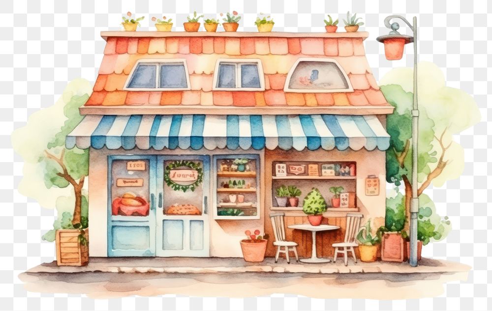 PNG Restaurant cartoon awning food. AI generated Image by rawpixel.
