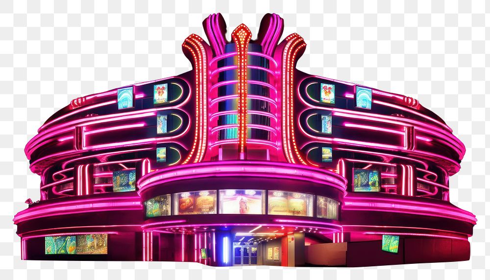 PNG  Casino neon architecture building lighting. AI generated Image by rawpixel.