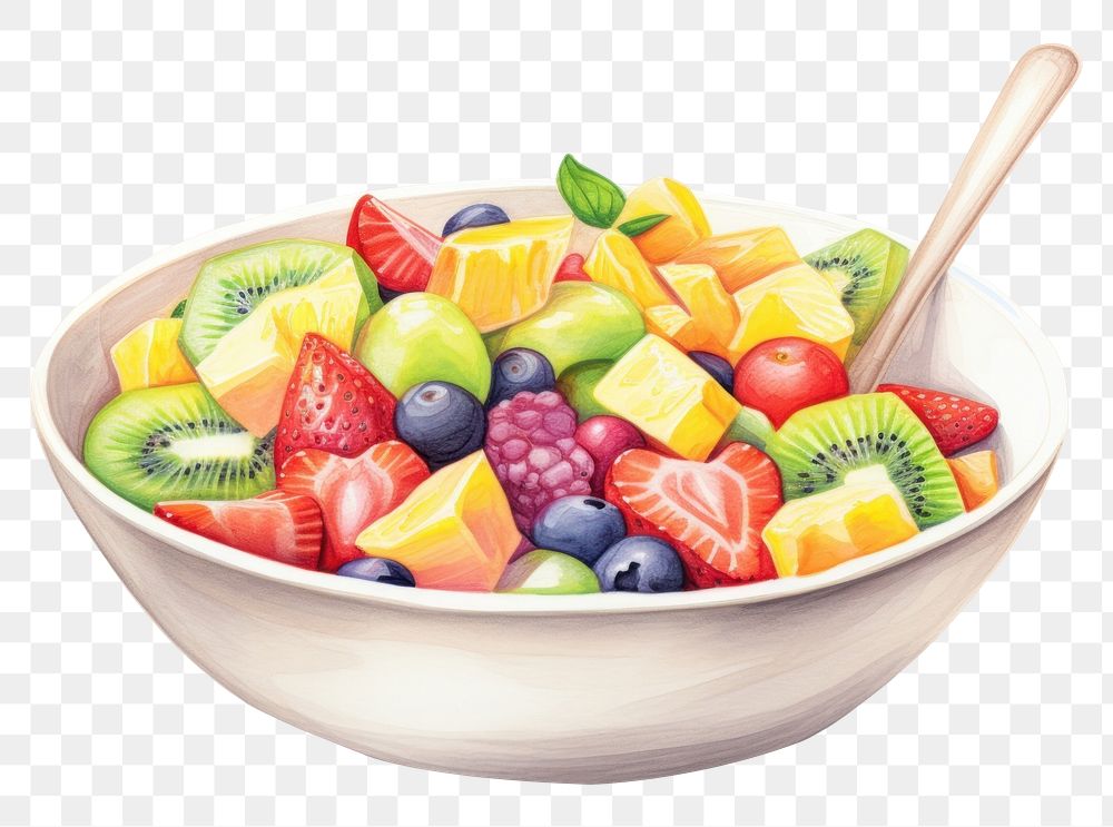 PNG Fruits salad bowl food strawberry. AI generated Image by rawpixel.