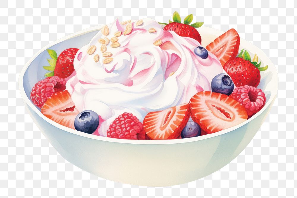 PNG Dessert cream fruit food. AI generated Image by rawpixel.