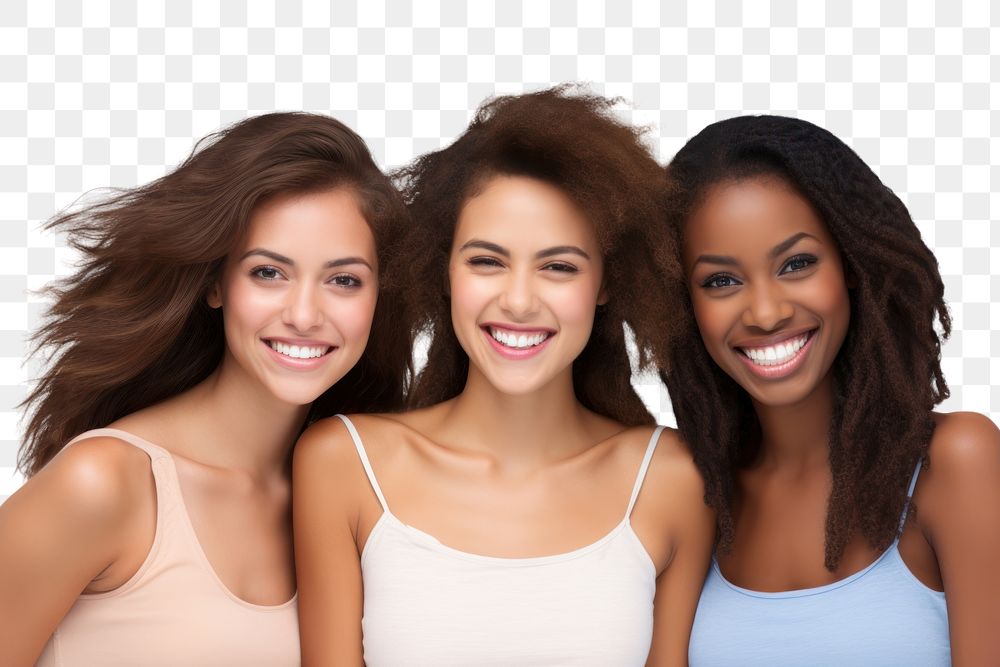 PNG Three cheerful young women laughing adult smile. AI generated Image by rawpixel.