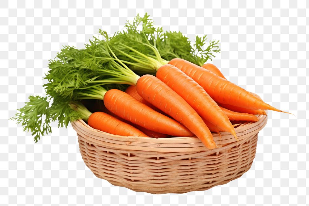 PNG Carrot vegetable basket plant. 