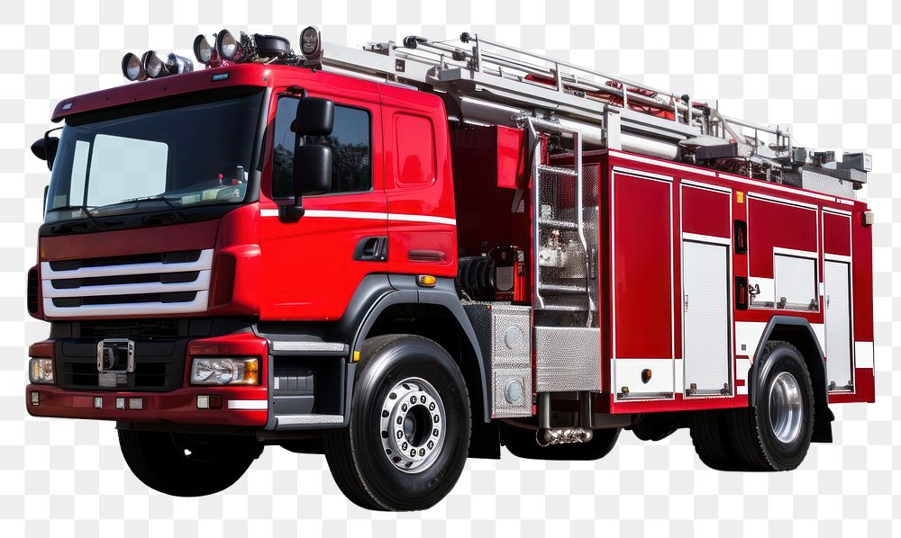 PNG Firetruck vehicle white background transportation. AI generated Image by rawpixel.