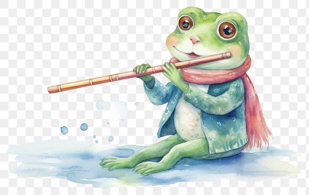 PNG Frog playing Flute animal flute amphibian. AI generated Image by rawpixel.