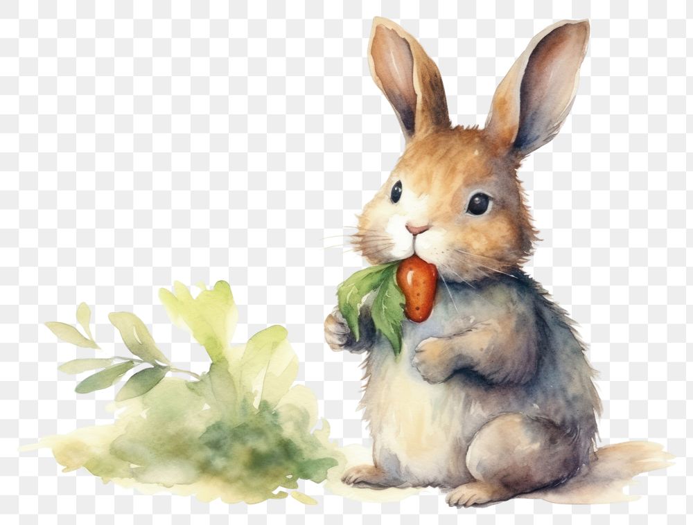 PNG Rabbit eating carrot animal rodent mammal. AI generated Image by rawpixel.