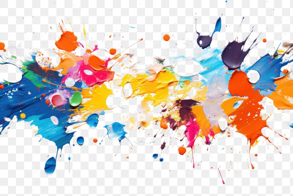 Colorful paint splash overlay effect png, transparent background