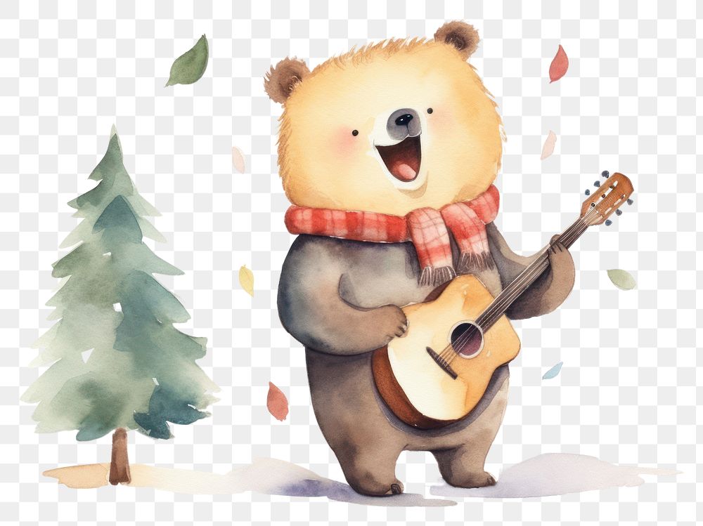 PNG Cute bear singing guitar representation creativity. AI generated Image by rawpixel.
