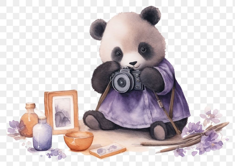 PNG Panda character playing Makeup mammal animal cute. AI generated Image by rawpixel.