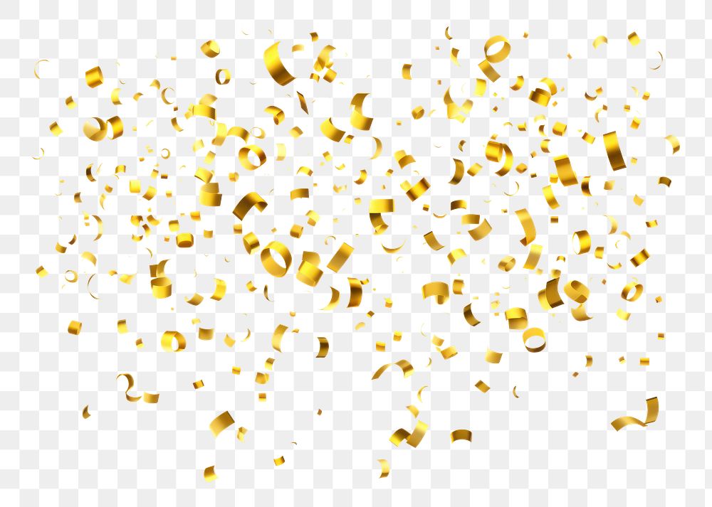 PNG Golden festive confetti celebration.