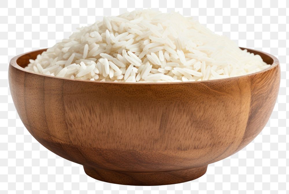 PNG Rice basmati food bowl wood. AI generated Image by rawpixel.