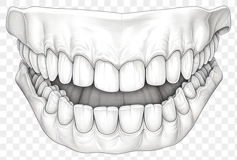 PNG Teeth line drawing white white background dentistry. AI generated Image by rawpixel.