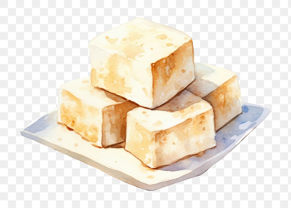 PNG Tofu watercolor dessert food breakfast. AI generated Image by rawpixel.