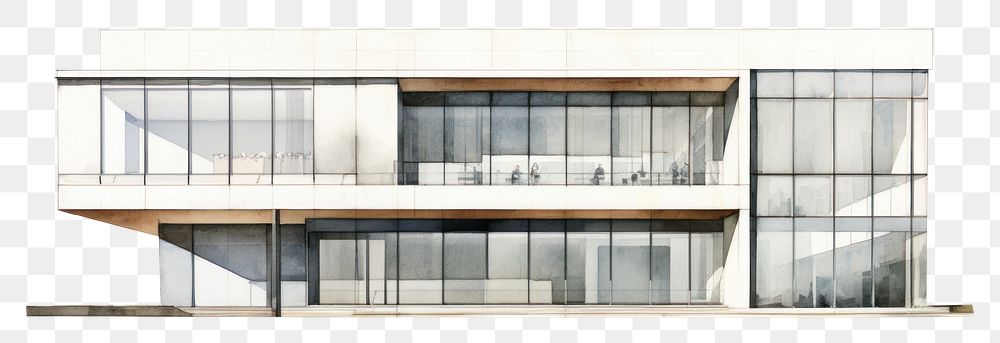 PNG  Curtain wall facade architecture building house drawing. AI generated Image by rawpixel.