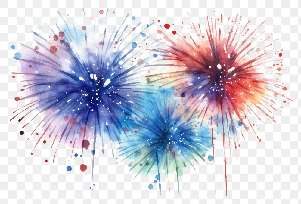 PNG Firework watercolor fireworks backgrounds celebration. 