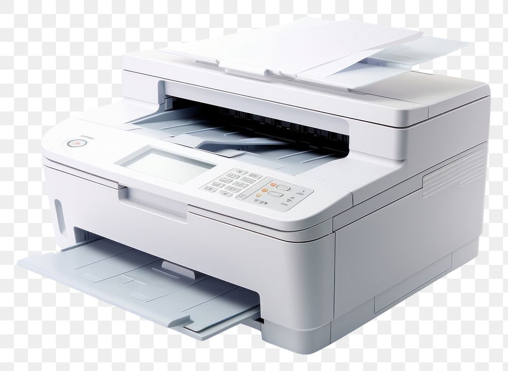 PNG Office printer white background photocopier electronics. AI generated Image by rawpixel.