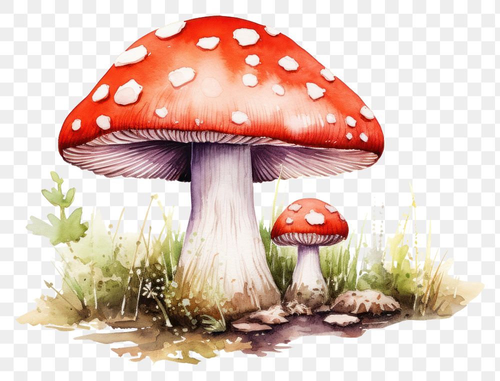 PNG Mushroom watercolor agaric fungus plant. 