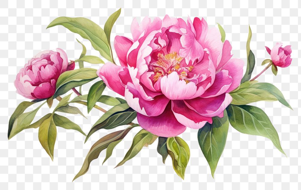 PNG Peony watercolor blossom flower plant