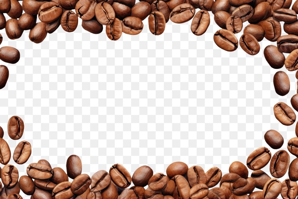 PNG  Coffee beans frame backgrounds white background freshness. AI generated Image by rawpixel.