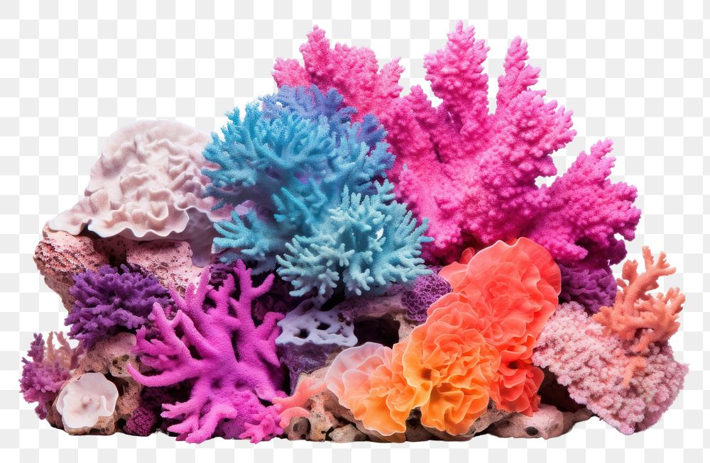 PNG Colorful coral reef nature sea white background. AI generated Image by rawpixel.