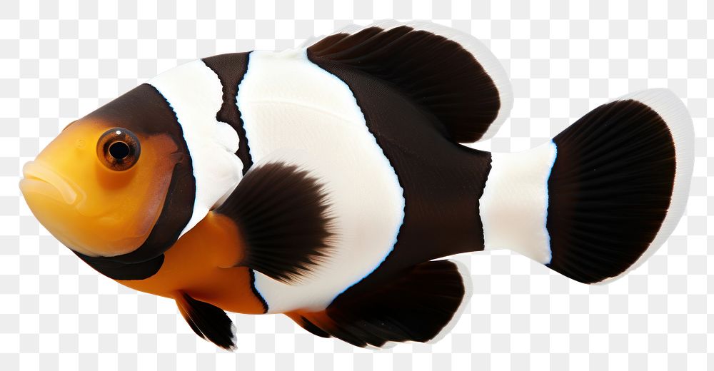 PNG A premium black snowflake clownfish animal sea white background. AI generated Image by rawpixel.