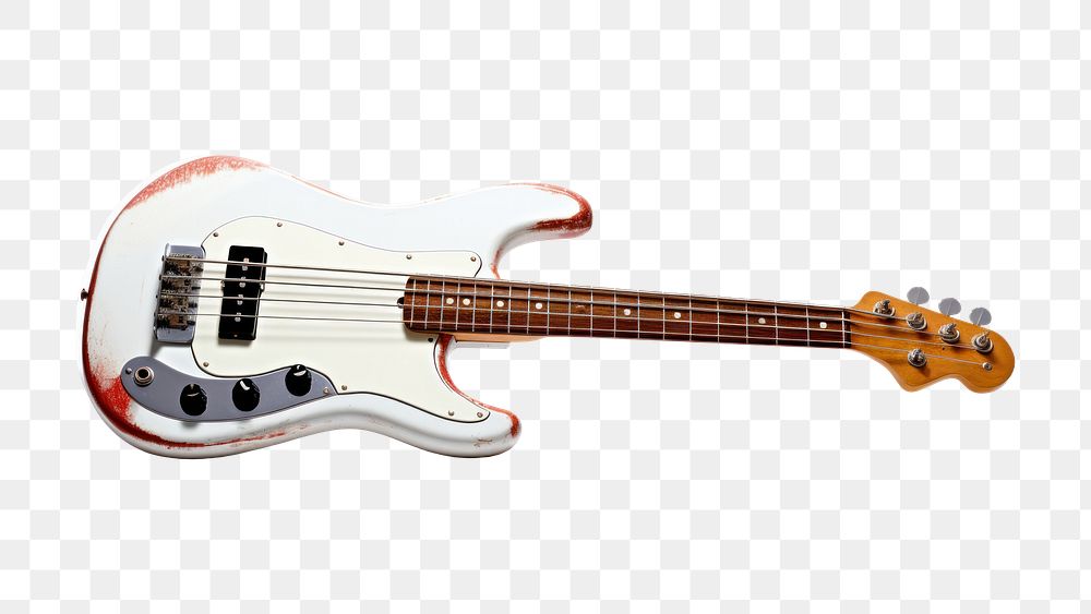 PNG Bass guitar white background string music. AI generated Image by rawpixel.