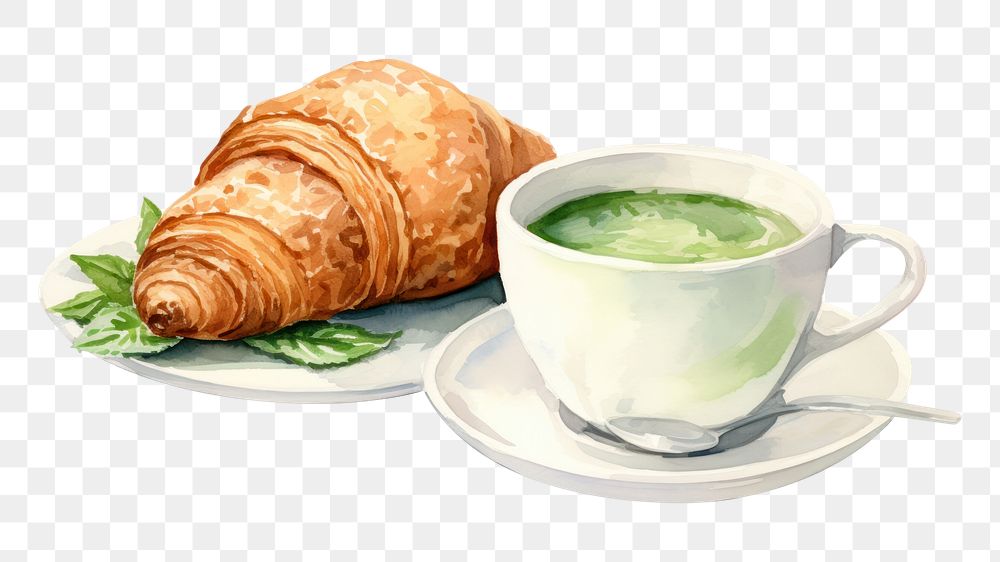 PNG Croissant green food tea. 