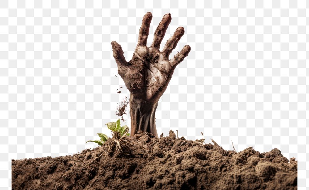 PNG Dead hand soil outdoors plant. AI generated Image by rawpixel.